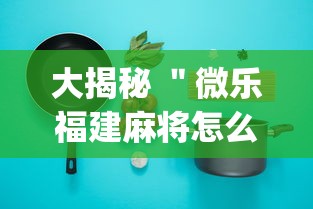 大揭秘 ＂微乐福建麻将怎么打才会赢”(必备工具)辅助教学