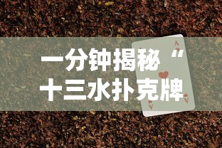 一分钟揭秘“十三水扑克牌怎么赢”详细辅助软件教程